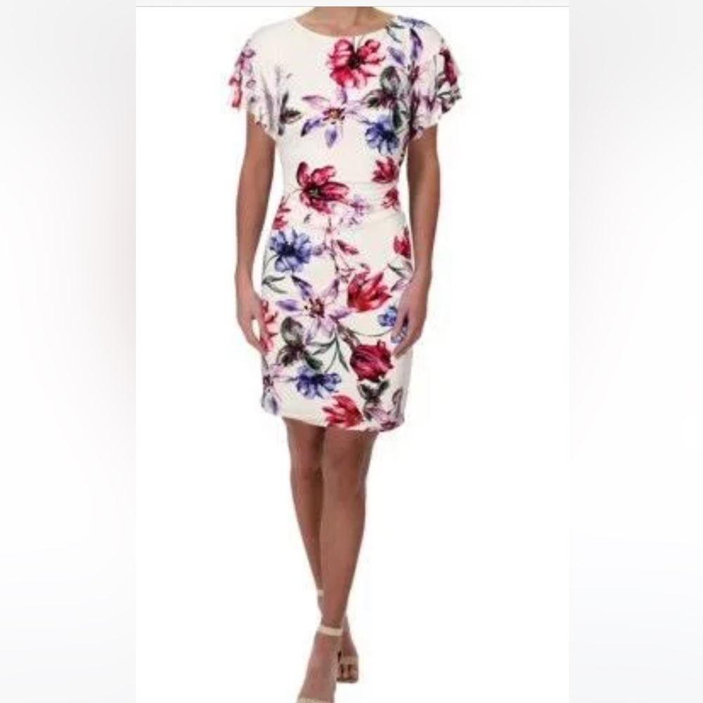 Ralph Lauren White Off-Shoulder Flutter Sleeve Midi Dress
